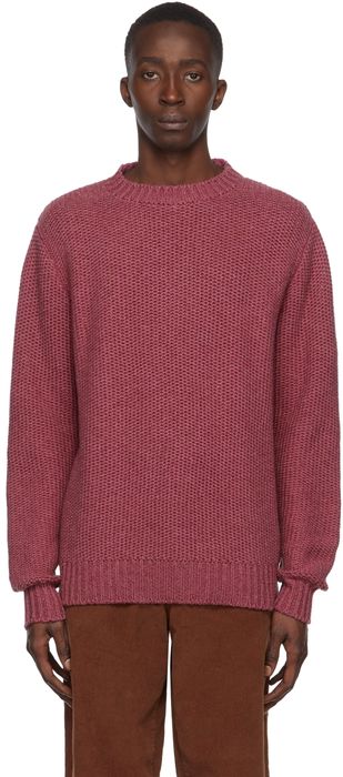 The Elder Statesman Pink Cashmere Grain Stitch Sweater