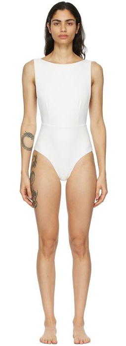 Haight Off-White Crepe New Slit One-Piece Swimsuit