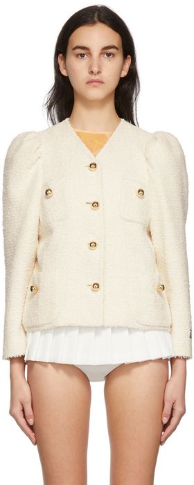 Pushbutton Off-White Tweed Jacket