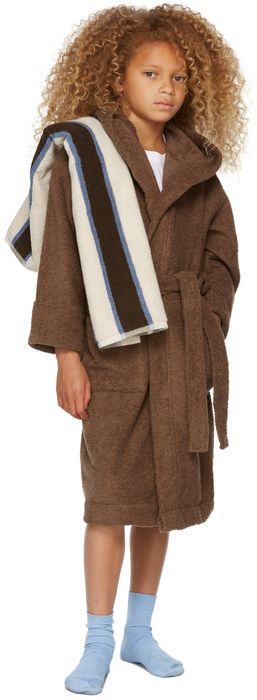Tekla Kids SSENSE Exclusive Kids Brown Hooded Bath Robe