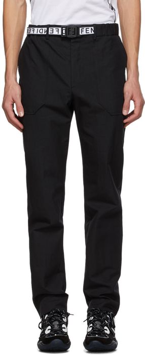 Fendi Black Cotton Belted Trousers
