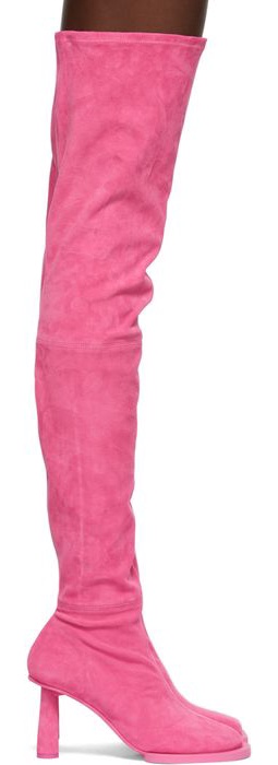 Jacquemus Pink 'Les Bottes Carré Rond' Over-The-Knee Boots