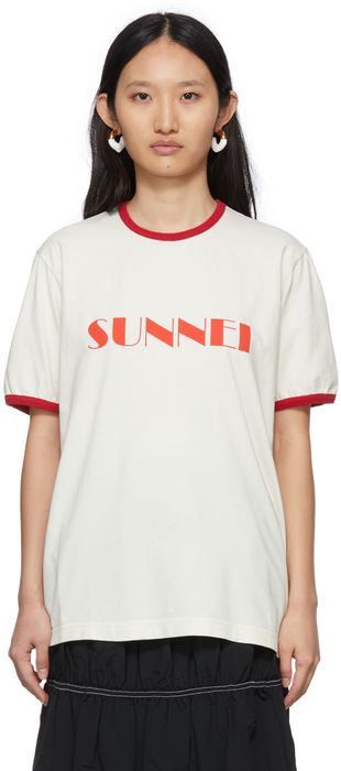 Sunnei SSENSE Exclusive Red & Off-White Big Logo T-Shirt