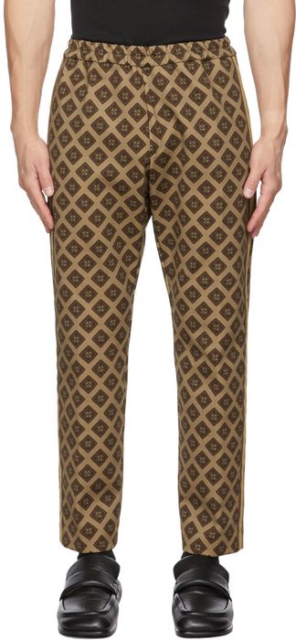 Dries Van Noten Khaki Heavyweight Jersey Print Trousers