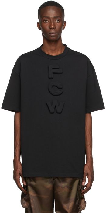 Feng Chen Wang Black 3D Logo Letter T-Shirt