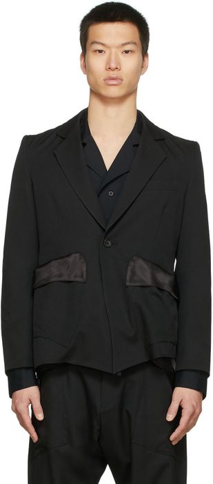 Sulvam Black Slash One-Button Blazer