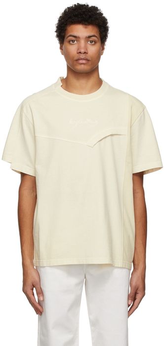 Feng Chen Wang Off-White Hand-Dyed Double Collar T-Shirt