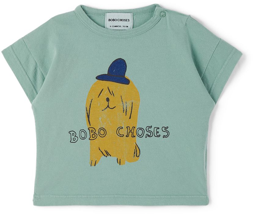 Bobo Choses Baby Green Dog In The Hat T-Shirt