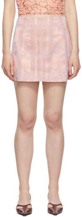 Ichiyo SSENSE Exclusive Pink Silk Lace Miniskirt