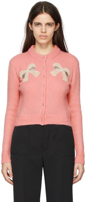 Lanvin Pink Cashmere & Silk Bow Cardigan