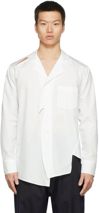 Sulvam White Slash Open Collar Shirt