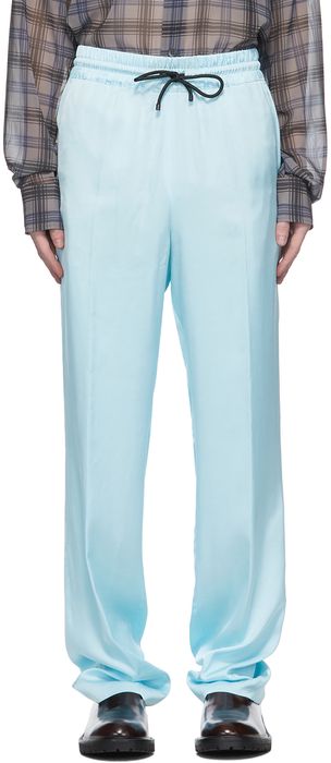 Dries Van Noten Blue Viscose Drawstring Trousers
