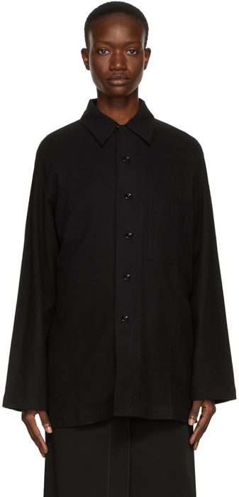 Lemaire Black Brushed Twill Pyjama Shirt