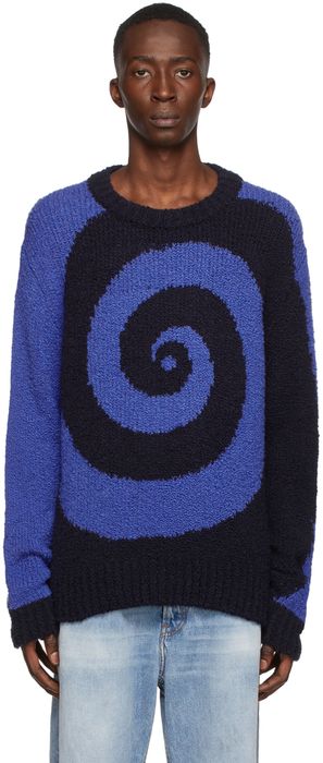 The Elder Statesman Black & Blue Swirled Sweater