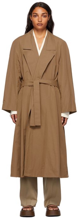 LOW CLASSIC Brown Low Collar Trench Coat