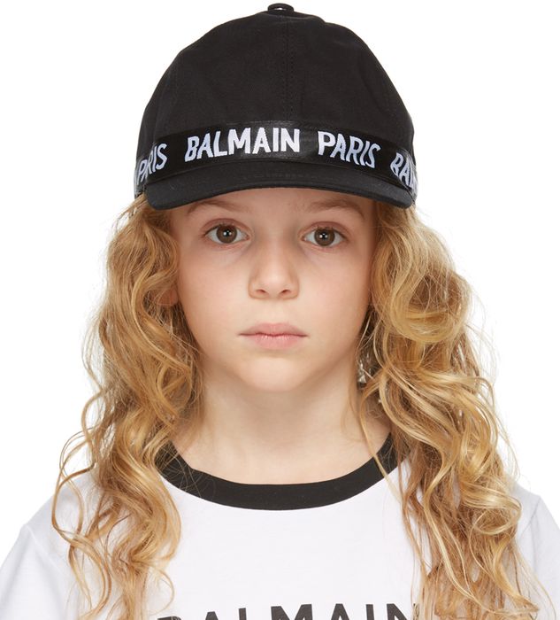 Balmain Kids Black Logo Cap