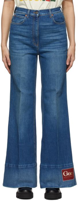 Gucci Blue Denim Washed Flare Jeans