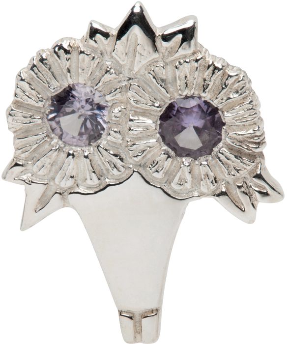 Bleue Burnham SSENSE Exclusive Silver & Purple Bouquet Single Earring