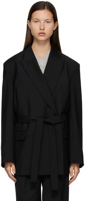 Acne Studios Black Double-Breasted Belted Blazer