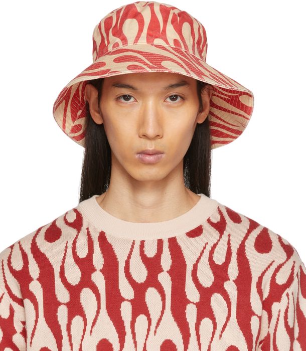Double Rainbouu Beige & Red Flop Bucket Hat
