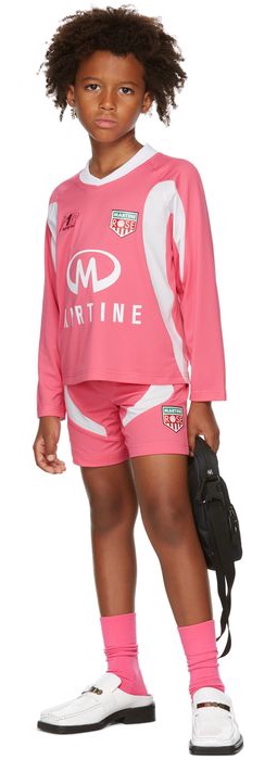Martine Rose SSENSE Exclusive Kids Pink & White Football Jersey Shorts