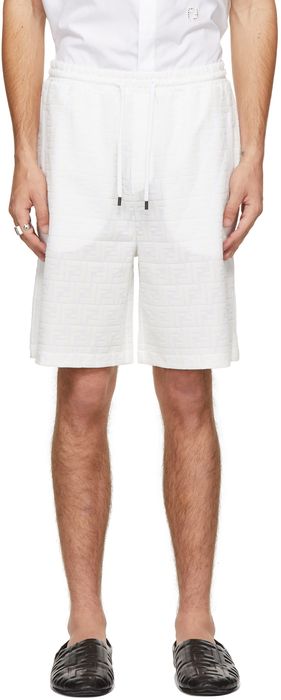 Fendi White Piqué 'Forever Fendi' Shorts
