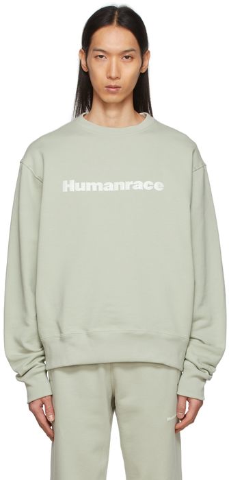 adidas x Humanrace by Pharrell Williams SSENSE Exclusive Green Humanrace Tonal Logo Sweatshirt