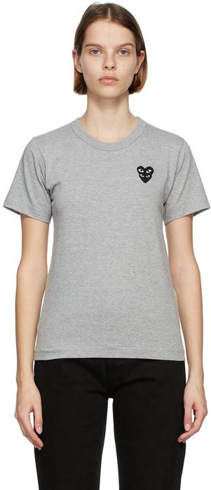Comme des Garçons Play Grey & Black Layered Heart T-Shirt