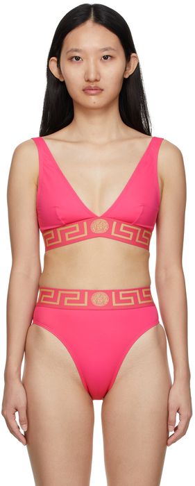 Versace Underwear Pink Greca Border Bikini Briefs