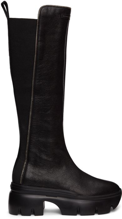 Giuseppe Zanotti Black Leather Zip Detail Tall Boots