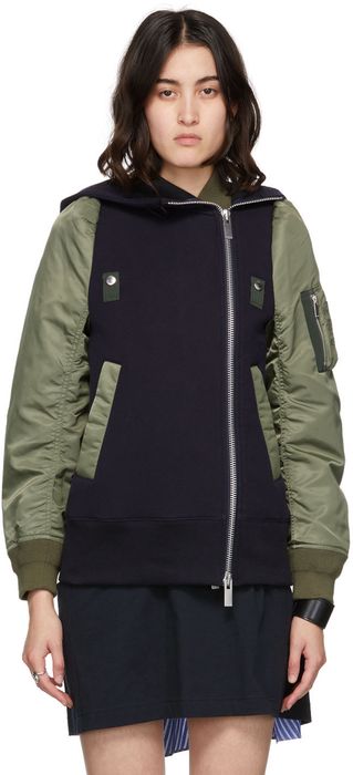 Sacai Navy & Khaki Sponge Hoodie