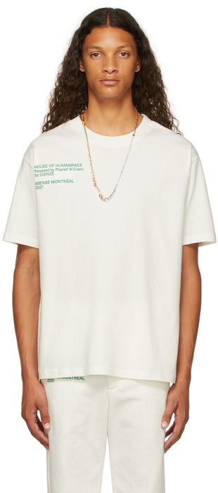 SSENSE WORKS SSENSE Exclusive White & Green Humanrace Commemorative T-Shirt