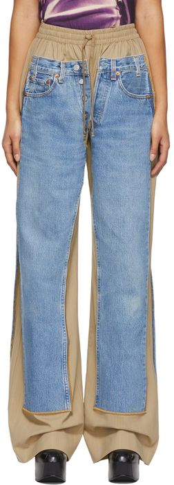 Jean Paul Gaultier Beige & Blue 'The Jean' Trousers