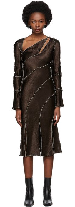 Yuzefi Brown Spiral Mid-Length Dress