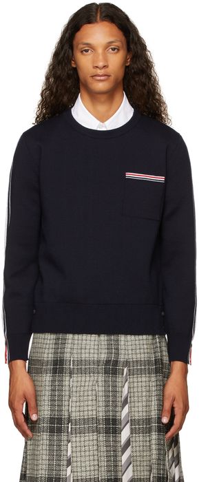 Thom Browne Navy RWB Stripe Sweater