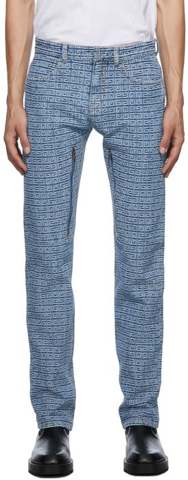 Givenchy Blue Regular Fit 4G Jacquard Jeans