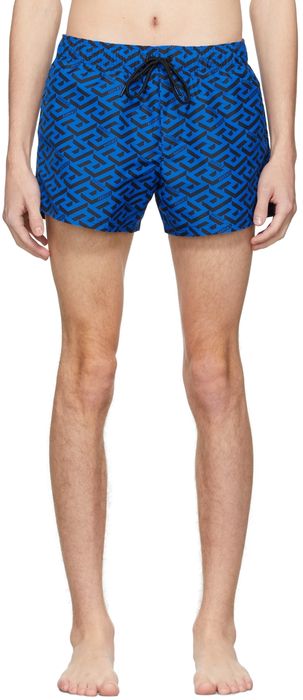 Versace Underwear Blue Greca Signature Swim Shorts