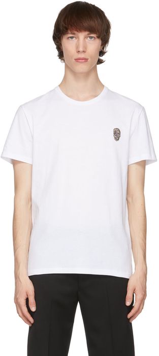 Alexander McQueen White Skull Badge T-Shirt