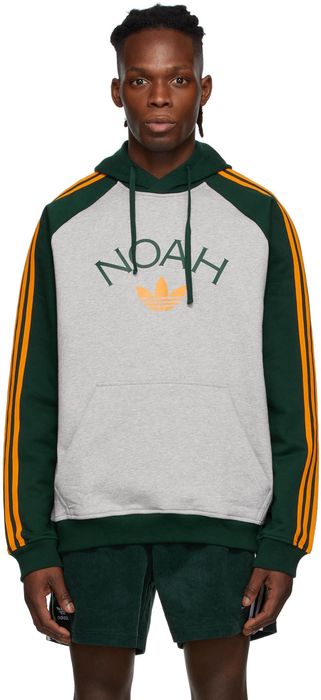 Noah Grey & Green adidas Originals Edition 3-Stripes Hoodie