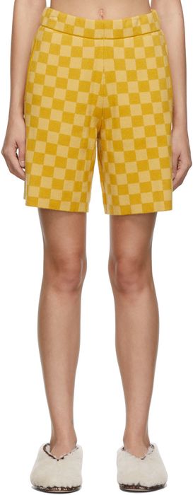 Bode Yellow Duotone Checkerboard Shorts
