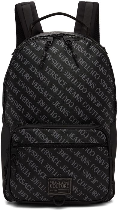 Versace Jeans Couture Black Saffiano Allover Backpack