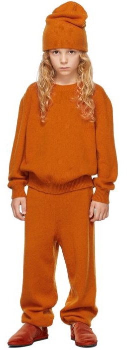 The Row Kids Orange Cashmere Dewey Sweater