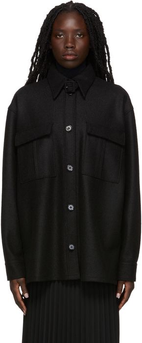 MM6 Maison Margiela Black Felt Wool Light Coat
