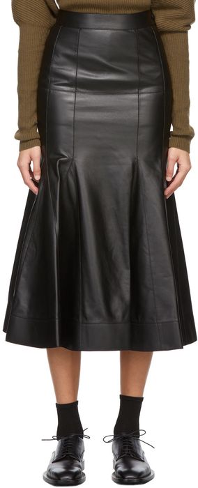 Loewe Black Lambskin Godet Skirt