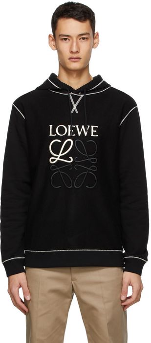 Loewe Black & Off-White Anagram Embroidered Hoodie