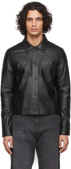 AMI Alexandre Mattiussi Black Ami de Caur Leather Jacket