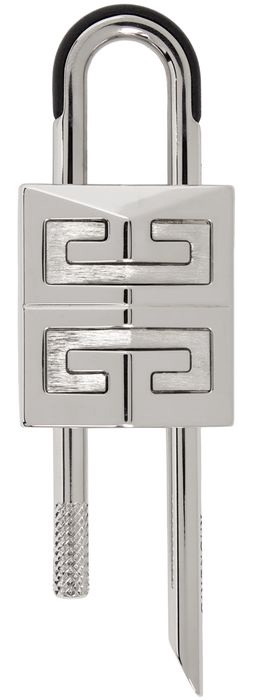 Givenchy Silver Small 4G Padlock Keychain