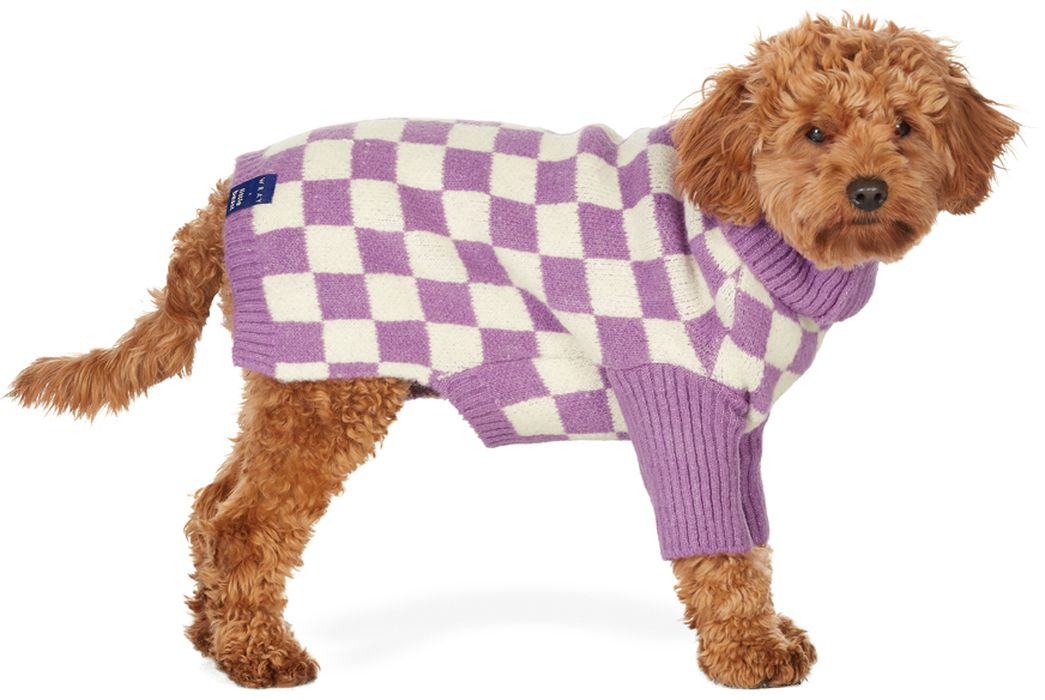 little beast SSENSE Exclusive Purple & White Wray Edition Check Sweater
