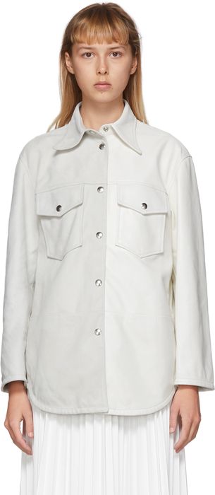 MM6 Maison Margiela White Leather Two-Tone Shirt