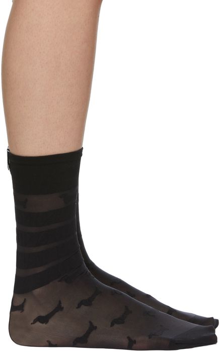 Thom Browne Black Hector Half Drop Socks